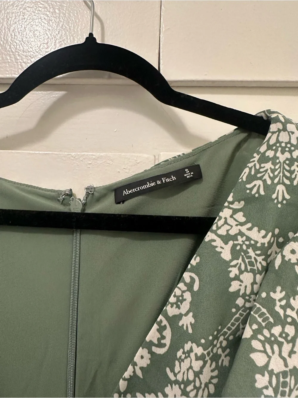 Abercrombie & Fitch Olive Green and White Floral Midi Dress